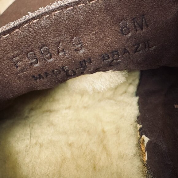 Cole Haan Suede Slip On Moc Shoe Slipper With Tread Shearing Lined Leather Brown - Picture 5 of 15